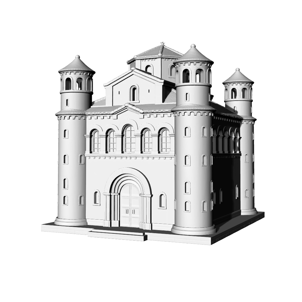 MRY-SFW LYTB543  Miniature Scene Building Model European Medieval Byzantine Romanesque Fusion Style Defensive Church 3D Printed Model