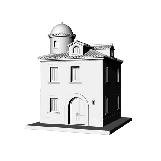 MRY-SFW LYTB547B  Miniature Scene Building Model European Mediterranean Style Domed Cottage Retro Town Building Miniature Ornament 3D Printing Model