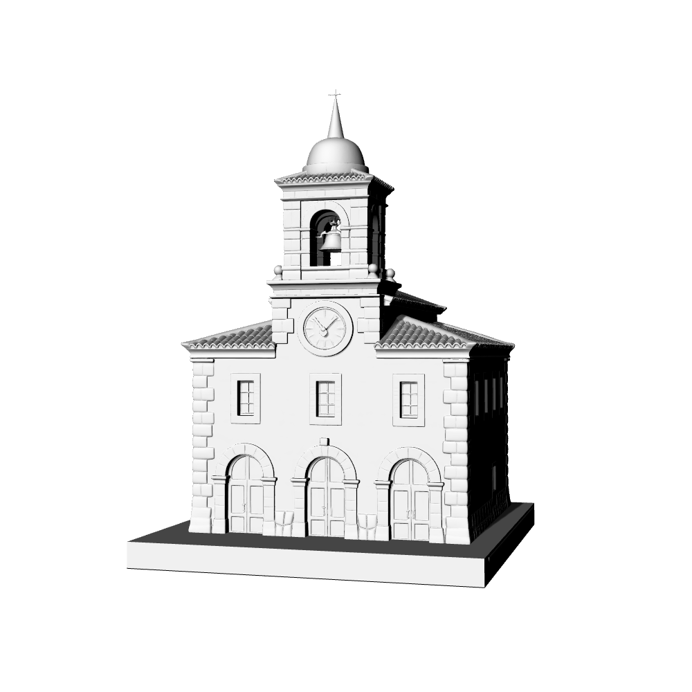MRY-SFW LYTB549  Miniature Scene Building Model Spanish Style Bell Tower Town Hall Retro Architecture Sand Table Scene 3D Printing Model