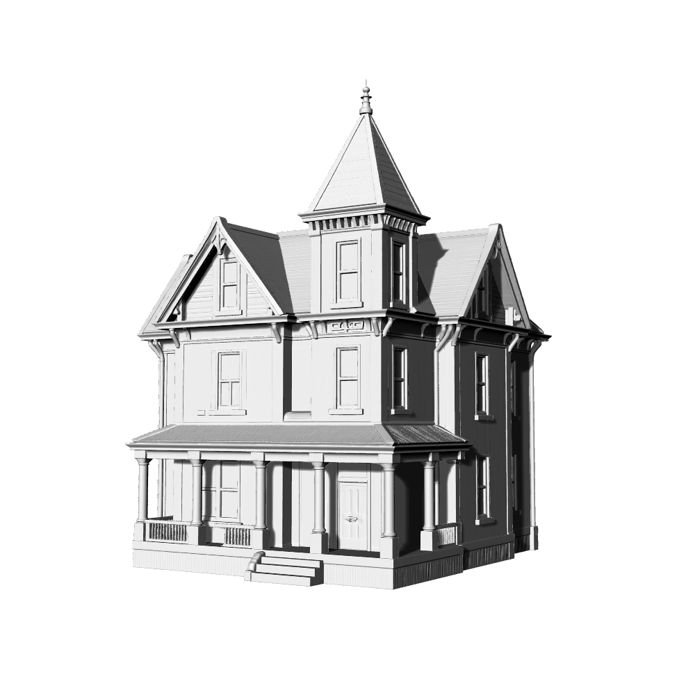 MRY-SFW LYTB550C  Miniature Scene Building Model American Victorian Style Villa Retro Detached Residence Miniature Ornament 3D Printing Model