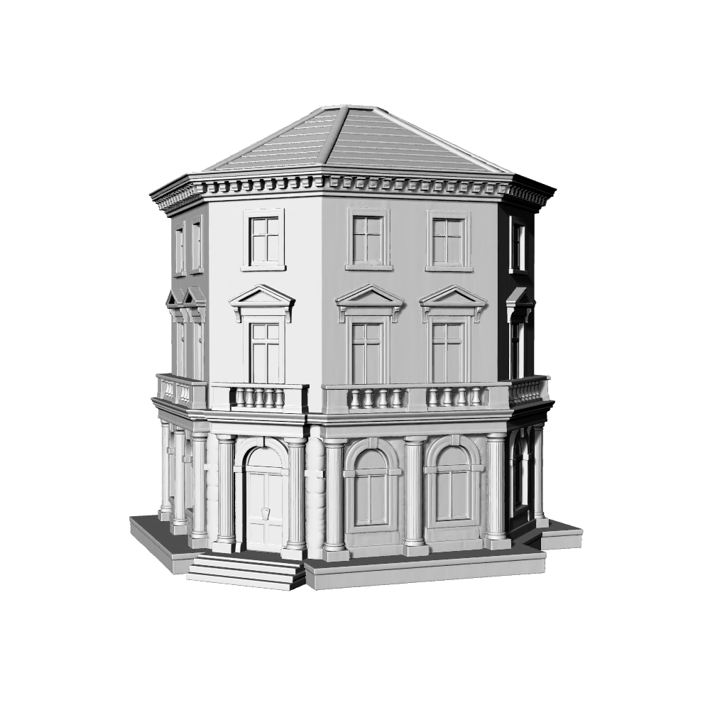 MRY-SFW LYTB553A  Miniature Scene Building Model European Georgian Style Corner Villa European Corner Building Desktop Decoration 3D Printing Model