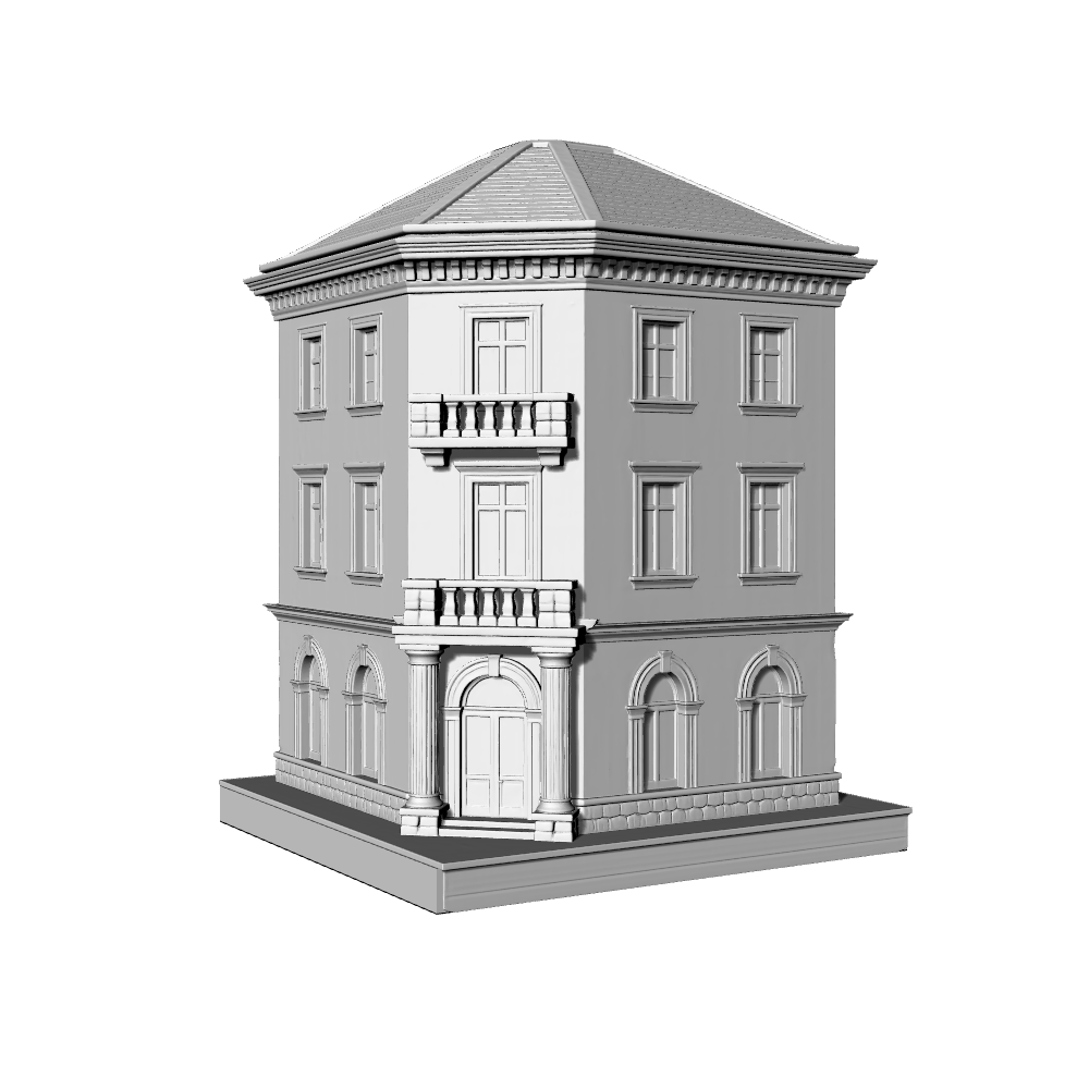 MRY-SFW LYTB553C  Miniature Scene Building Model European Georgian Style Corner Villa European Corner Building Desktop Decoration 3D Printing Model