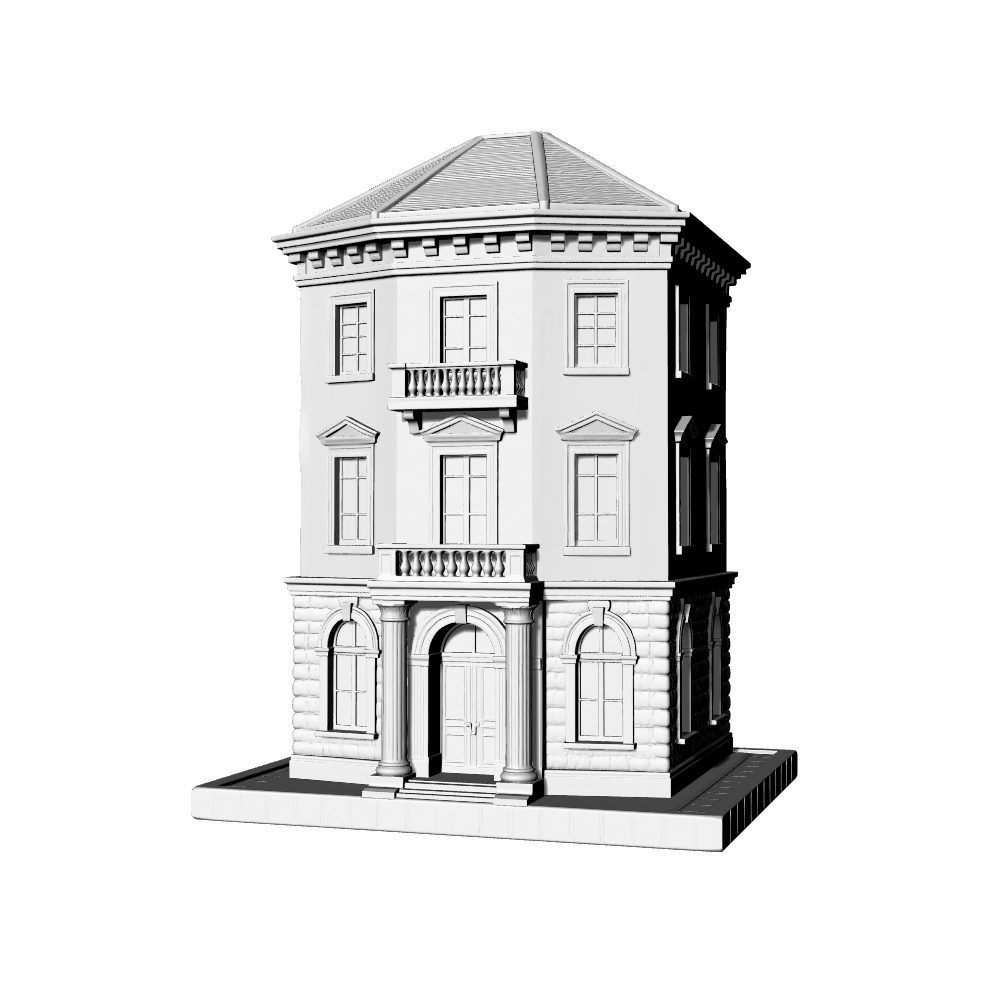 MRY-SFW LYTB553D  Miniature Scene Building Model European Georgian Style Corner Villa European Corner Building Desktop Decoration 3D Printing Model