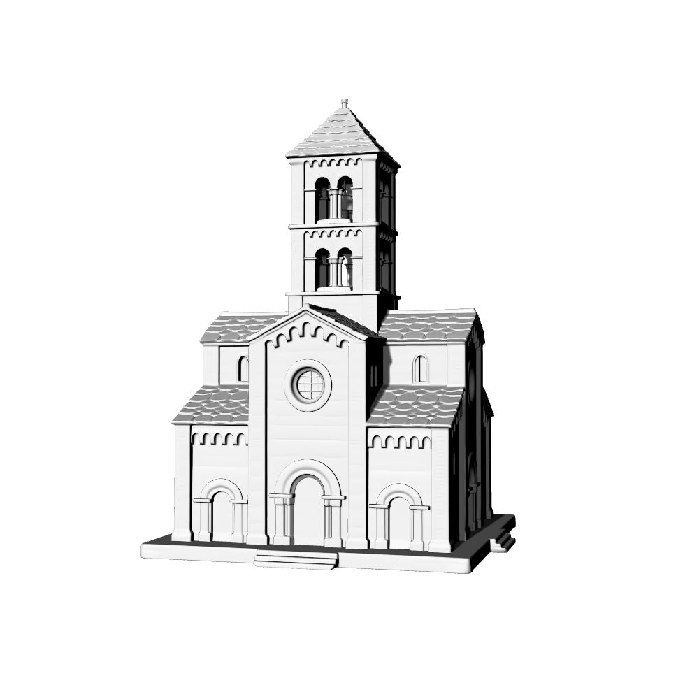 MRY-SFW LYTB558A  Miniature Scene Building Model European Medieval Bell Tower Church Miniature Ornament Romanesque Style Bell Tower Church 3D Printing Model