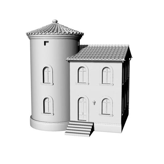 MRY-SFW LYTB560C  Miniature Scene Building Model Mediterranean Style Southern European Countryside Style Small Villa 3D Printed Building Model