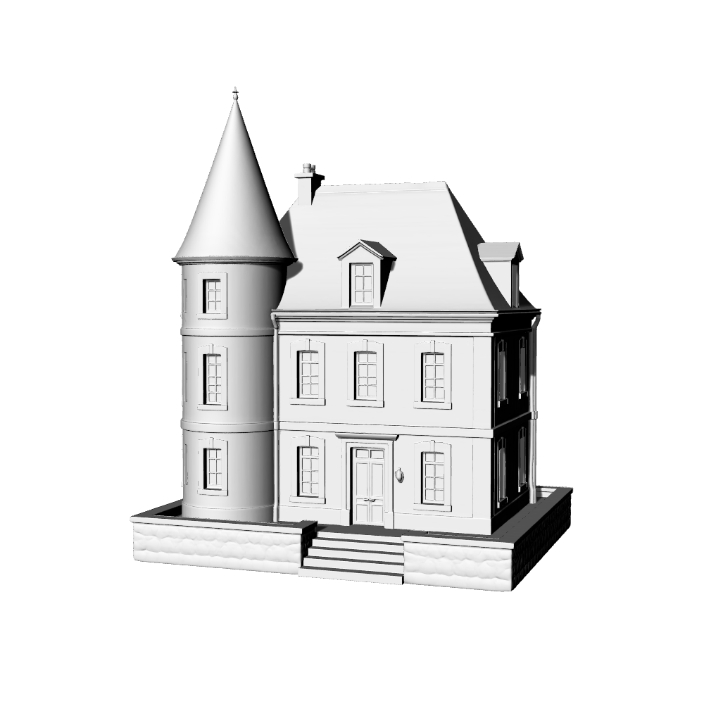 MRY-SFW LYTB562E  Miniature Scene Building Model French Classical Manor Castle Sand Table Scene Ornament 3D Printed Building Model