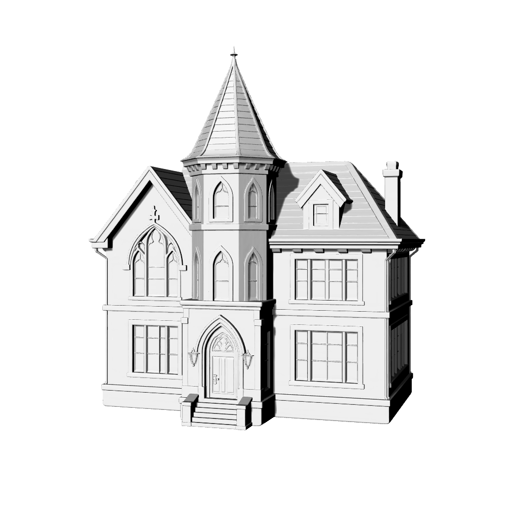 MRY-SFW LYTB564A  Miniature Scene Building Model Victorian Era Gothic Revival Style Villa Sand Table Scene Ornament 3D Printed Building Model