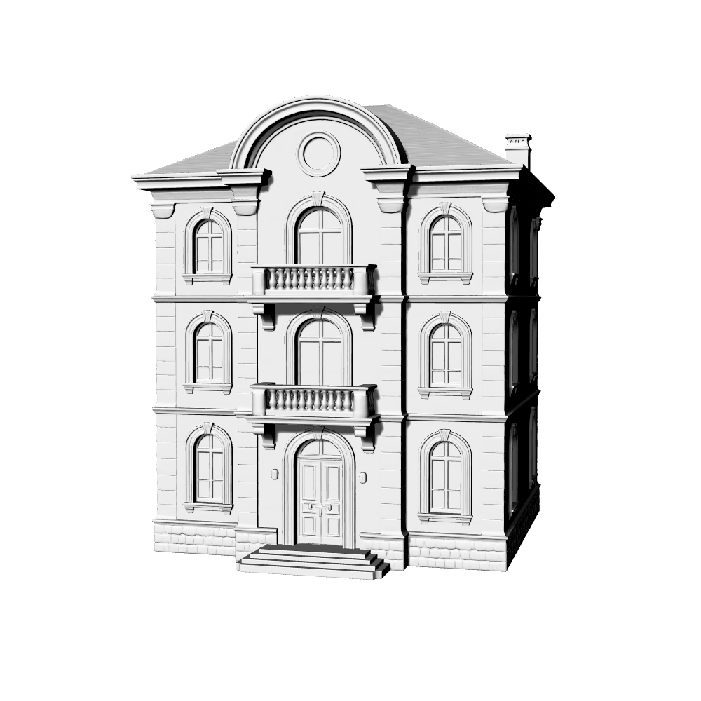 MRY-SFW LYTB565  Miniature Scene Building Model European Three Story Symmetrical Villa Miniature Building Handmade Sand Table Building Ornament 3D Printed Model