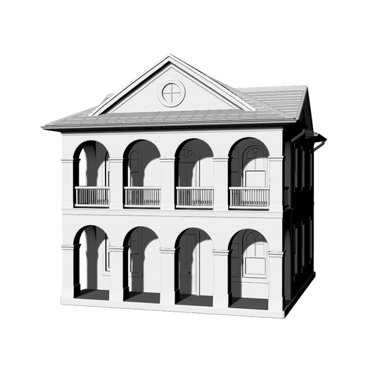 MRY-SFW LYTB566D  Miniature Scene Building Model American Detached Villa Mediterranean Style Double Arcade Villa Ornament 3D Printed Model