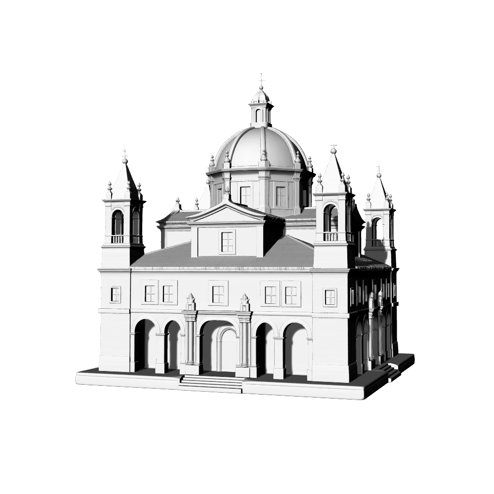 MRY-SFW LYTB567  Miniature Scene Building Model European Baroque Church Southern European Classical Dome Building Miniature Ornament 3D Printed Model