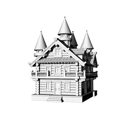 MRY-SFW LYTB569B  Miniature Scene Building Model Russian Traditional Wooden House Multi Spire Tower Wooden Structure Building Miniature Ornament 3D Printed Model