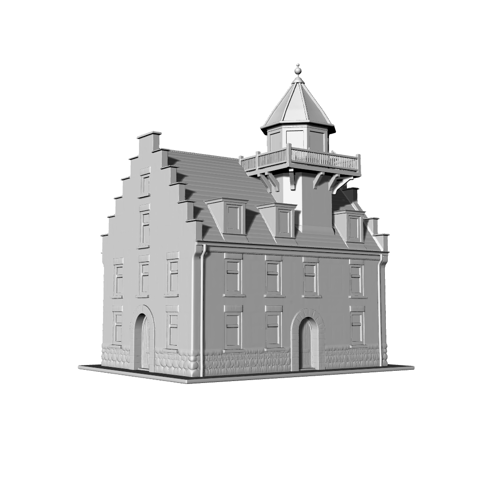 MRY-SFW LYTB574B  Miniature Scene Building Model Dutch Golden Age Style Building Model Stepped Gable House Building Ornament 3D Printed Model