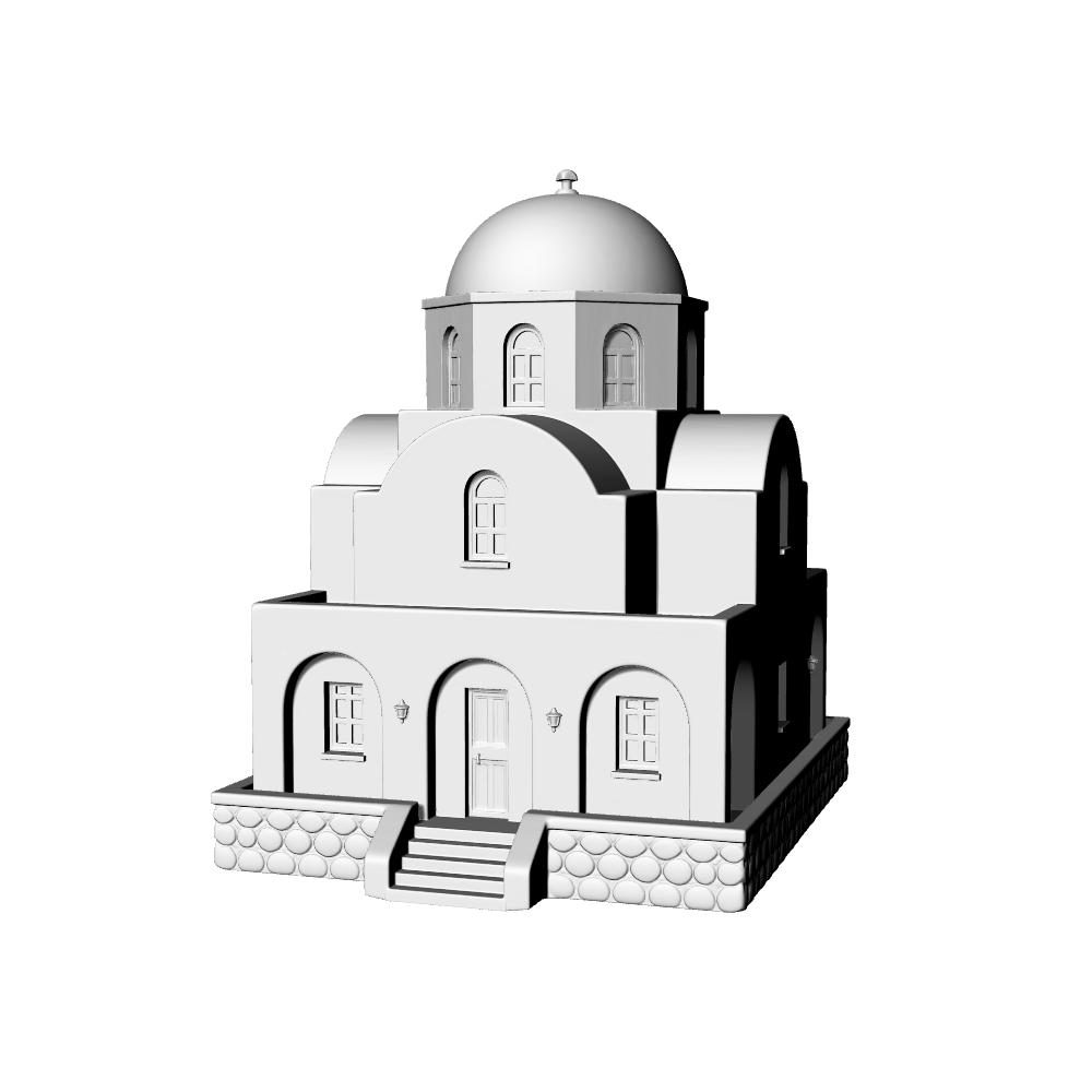 MRY-SFW LYTB575C  Miniature Scene Building Model Spanish Colonial Style Building Model Mediterranean Arched Balcony Miniature Ornament Desktop Decoration 3D Printed Model
