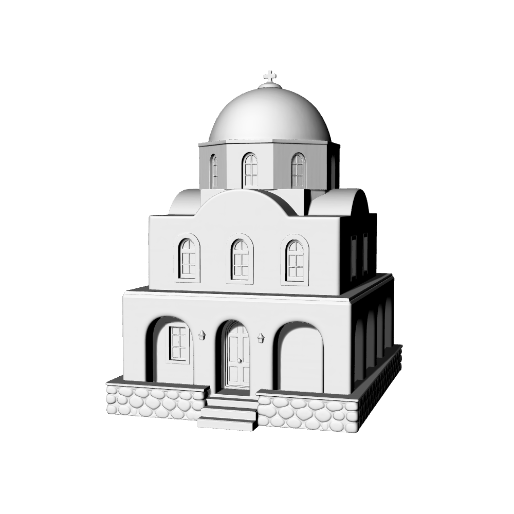 MRY-SFW LYTB575D  Miniature Scene Building Model Spanish Colonial Style Building Model Mediterranean Arched Balcony Miniature Ornament Desktop Decoration 3D Printed Model
