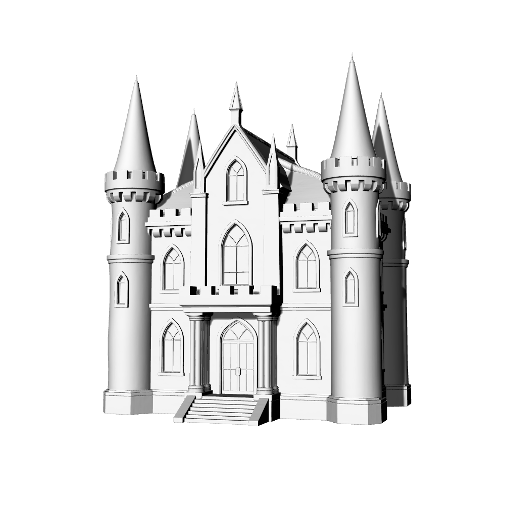 MRY-SFW LYTB577  Miniature Scene Building Model European Classical Castle Building Model Gothic Revival Style Spire Castle Figure Ornament 3D Printed Model