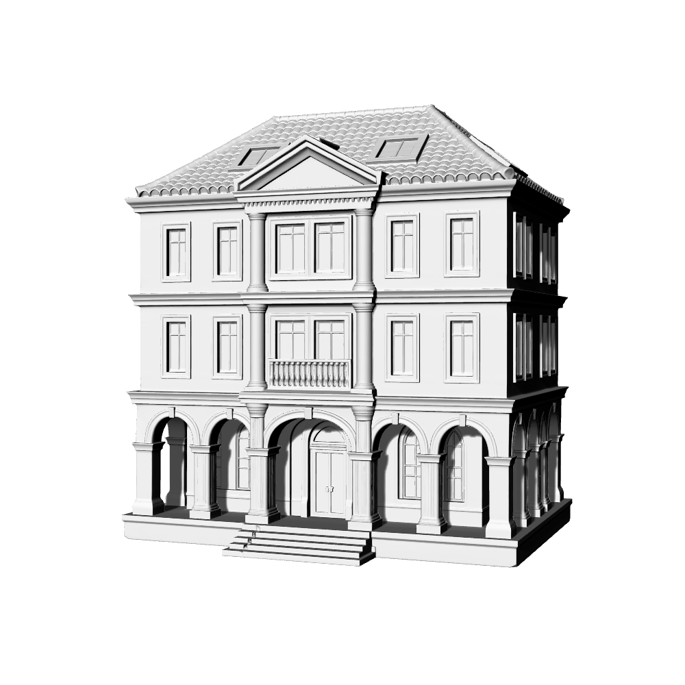 MRY-SFW LYTB579D  Miniature Scene Building Model Neoclassical Public Building Model European Colonnade Arcade Miniature Ornament 3D Printed Model