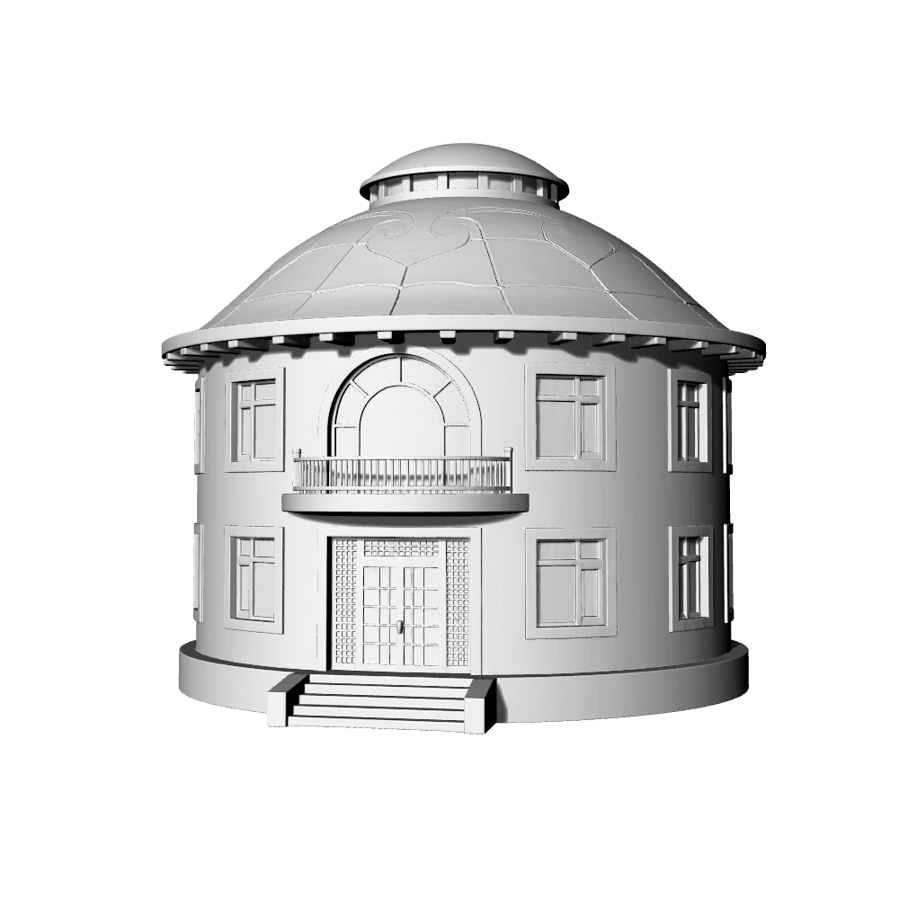 MRY-SFW LYTB580B  Miniature Scene Building Model European Neoclassical Round Building Ornament Renaissance Revival Style Circular Building Model 3D Printed Model