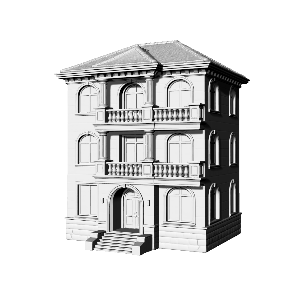 MRY-SFW LYTB583A  Miniature Scene Building Model Neoclassical Townhouse Building Model French Classical Building Miniature Ornament Desktop Decoration 3D Printed Model
