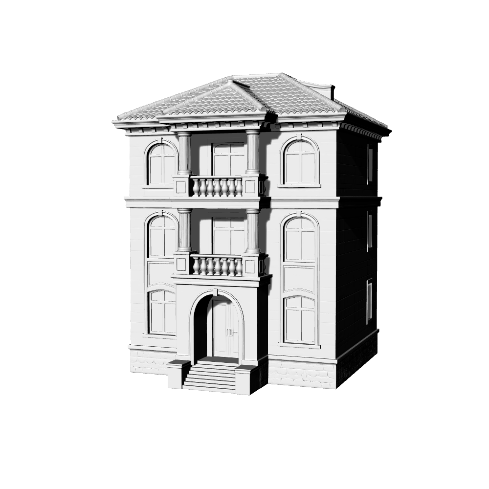 MRY-SFW LYTB583B  Miniature Scene Building Model Neoclassical Townhouse Building Model French Classical Building Miniature Ornament Desktop Decoration 3D Printed Model