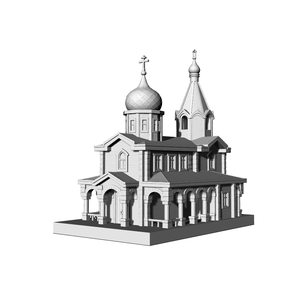 MRY-SFW LYTB585A  Miniature Scene Building Model Eastern European Rural Wooden Church Model Orthodox Church Model Desktop Decoration 3D Printed Model