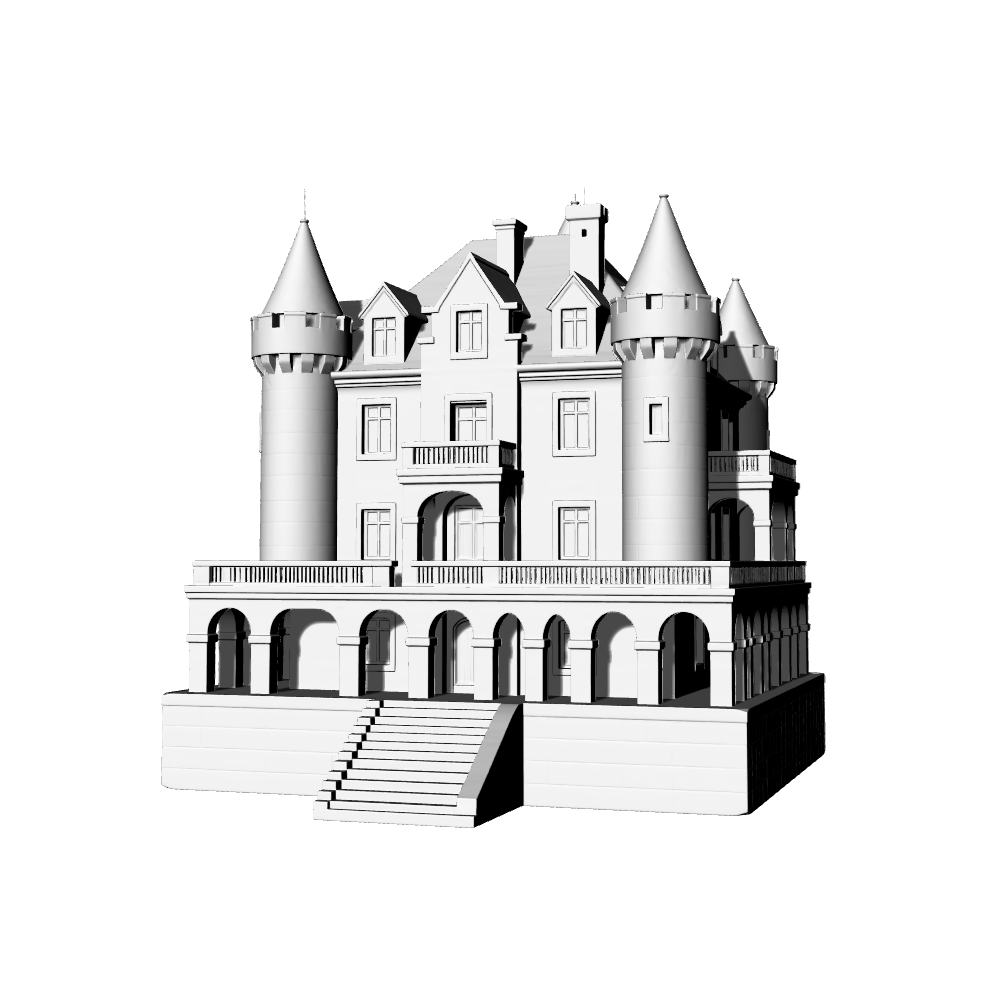 MRY-SFW LYTB590A  Miniature Scene Building Model French Manor European Classical Castle Villa Miniature Building Ornament 3D Printing Model