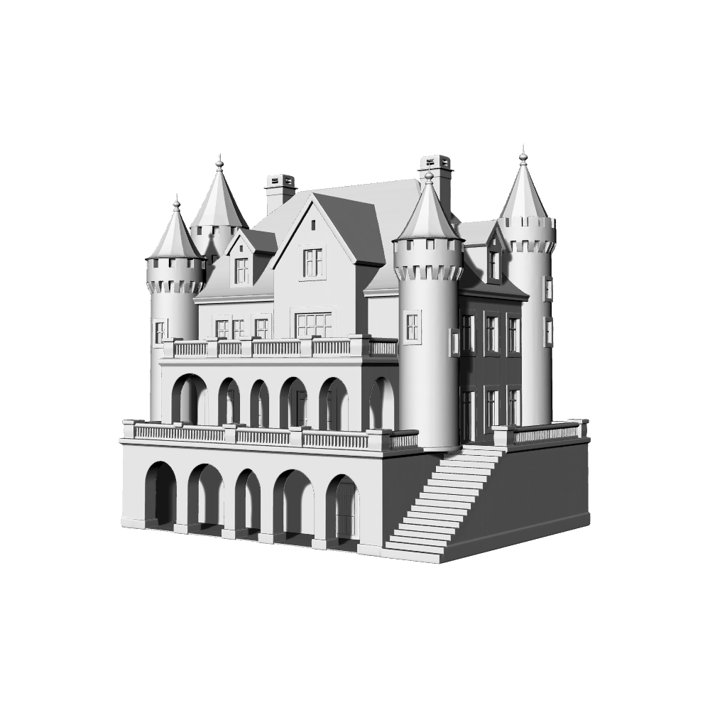 MRY-SFW LYTB590B  Miniature Scene Building Model French Manor European Classical Castle Villa Miniature Building Ornament 3D Printing Model