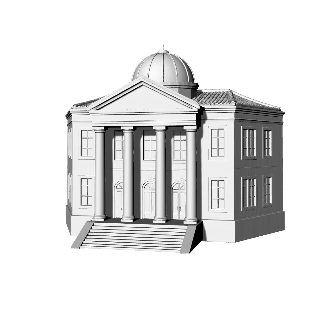 MRY-SFW LYTB593F  Miniature Scene Building Model European Neoclassical Dome Building Museum Miniature Ornament 3D Printing Model