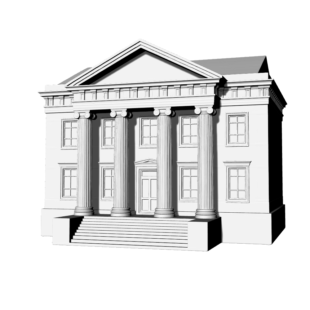 MRY-SFW LYTB595A  Miniature Scene Building Model European Neoclassical Public Building Classical Courthouse Building Desktop Decoration 3D Printing Model