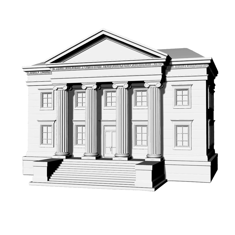 MRY-SFW LYTB595D  Miniature Scene Building Model European Neoclassical Public Building Classical Courthouse Building Desktop Decoration 3D Printing Model