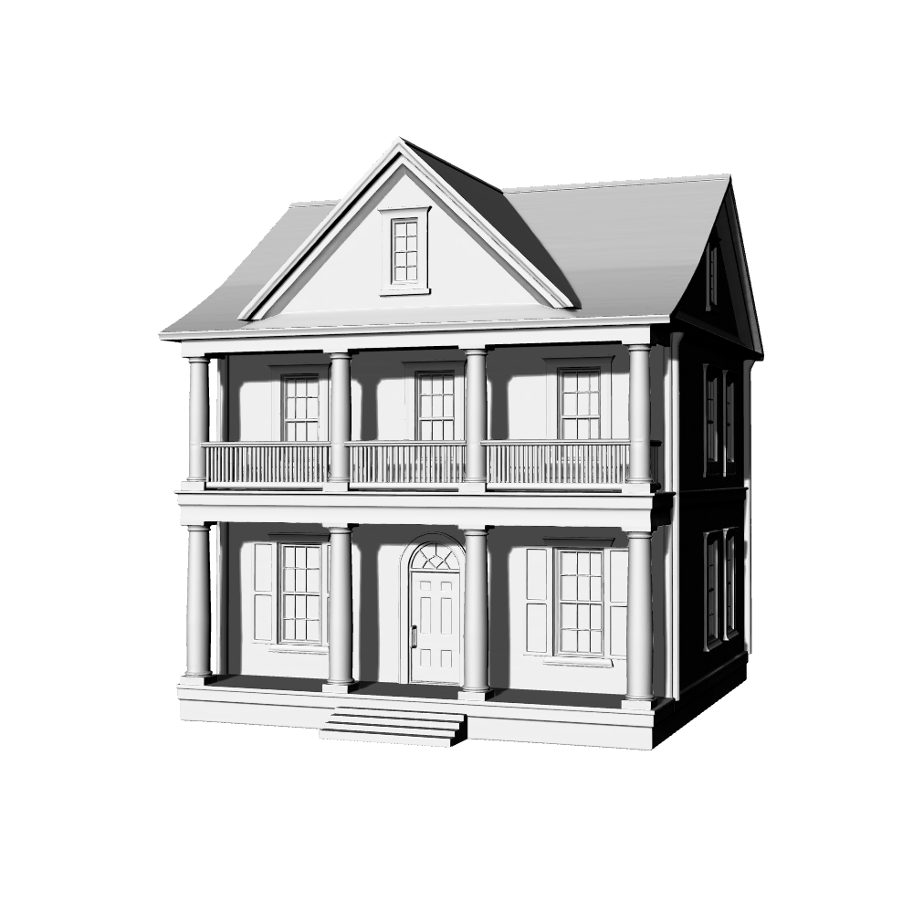 MRY-SFW LYTB599B  Miniature Scene Building Model American Colonial Revival Style Two Story House Modern Farmhouse Style House Desktop Decoration 3D Printing Model
