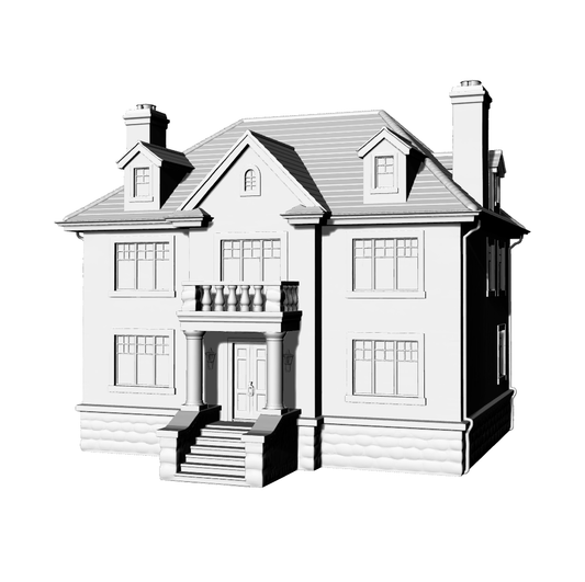 MRY-SFW LYTB599D  Miniature Scene Building Model American Colonial Revival Style Two Story House Modern Farmhouse Style House Desktop Decoration 3D Printing Model