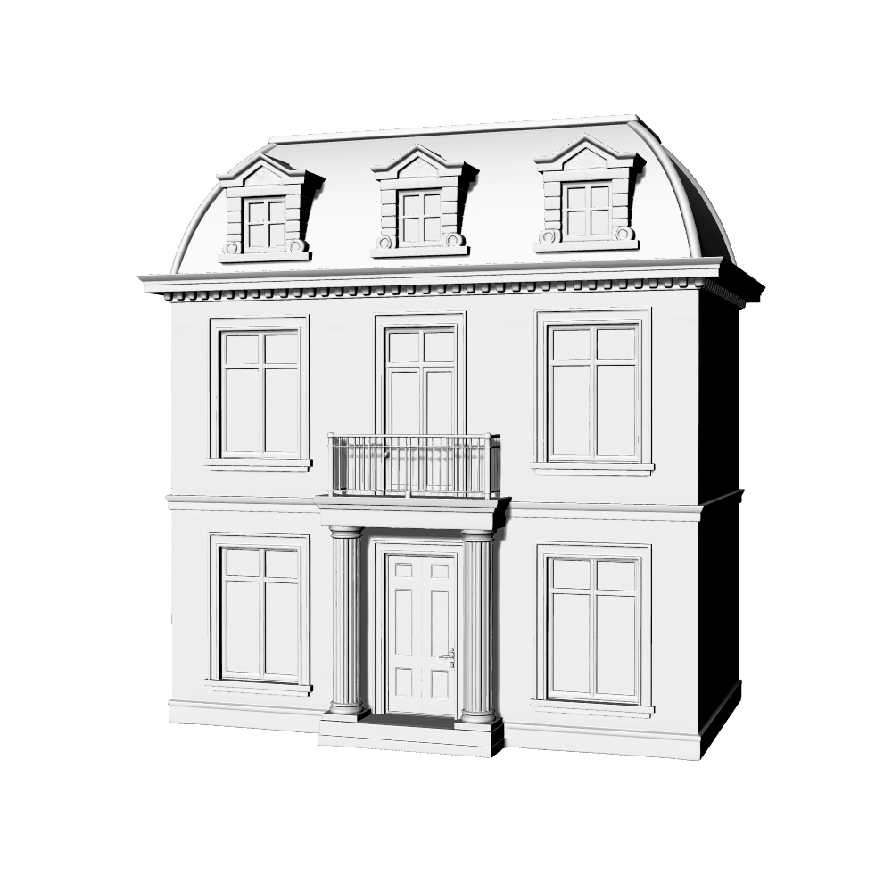 MRY-SFW LYTB600B  Miniature Scene Building Model French Neoclassical Style Classic French Single Family House Building Desktop Decoration 3D Printing Model