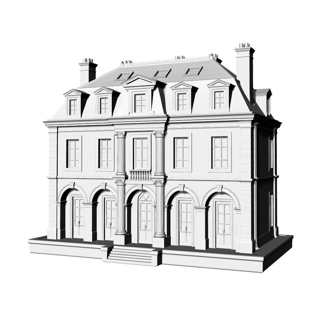MRY-SFW LYTB600E  Miniature Scene Building Model French Neoclassical Style Classic French Single Family House Building Desktop Decoration 3D Printing Model