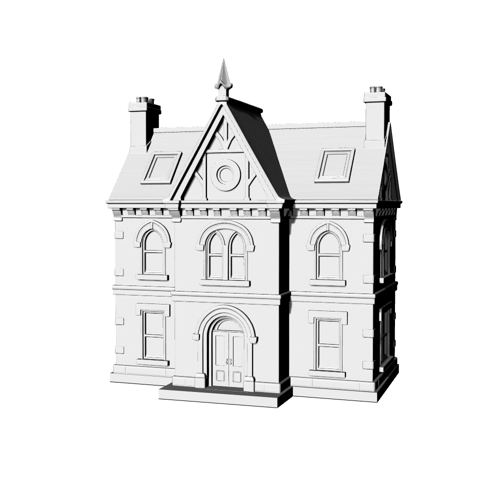 MRY-SFW LYTB602A  Miniature Scene Building Model American Victorian Gothic Revival Style Single Building Desktop Decoration Ornament 3D Printing Model