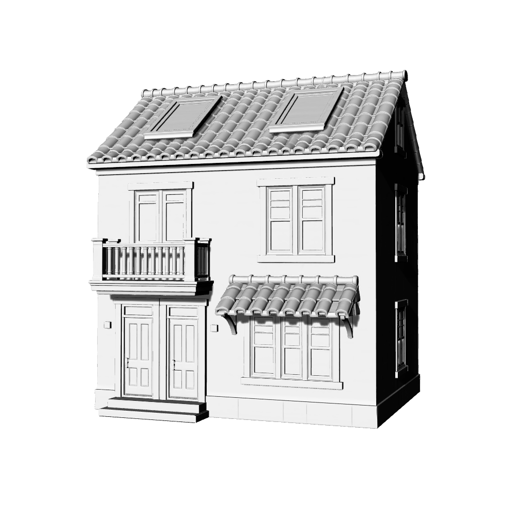 MRY-SFW LYTB603A  Miniature Scene Building Model European Neoclassical Two Story Townhouse Single Building Model Desktop Decoration Ornament 3D Printing Model