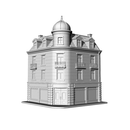 MRY-SFW LYTB606A  Miniature Scene Building Model Dutch Gable Style Corner Building L Shaped Building Street Front Shop Commercial And Residential Integrated Building Model 3D Printing Model