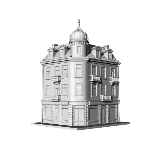 MRY-SFW LYTB606B  Miniature Scene Building Model Dutch Gable Style Corner Building L Shaped Building Street Front Shop Commercial And Residential Integrated Building Model 3D Printing Model
