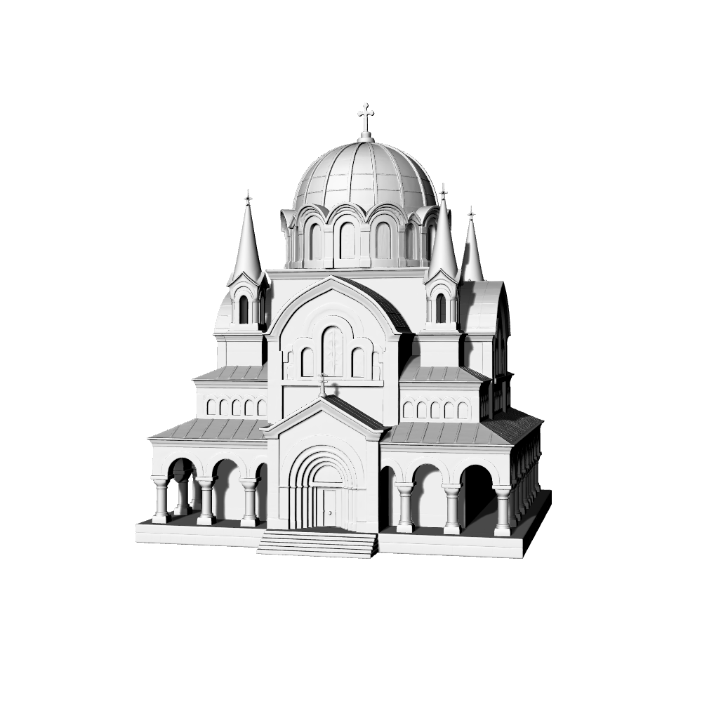 MRY-SFW LYTB612A  Miniature Scene Building Model Byzantine Style Church Decoration Orthodox Church Building Desktop Decoration 3D Printing Model
