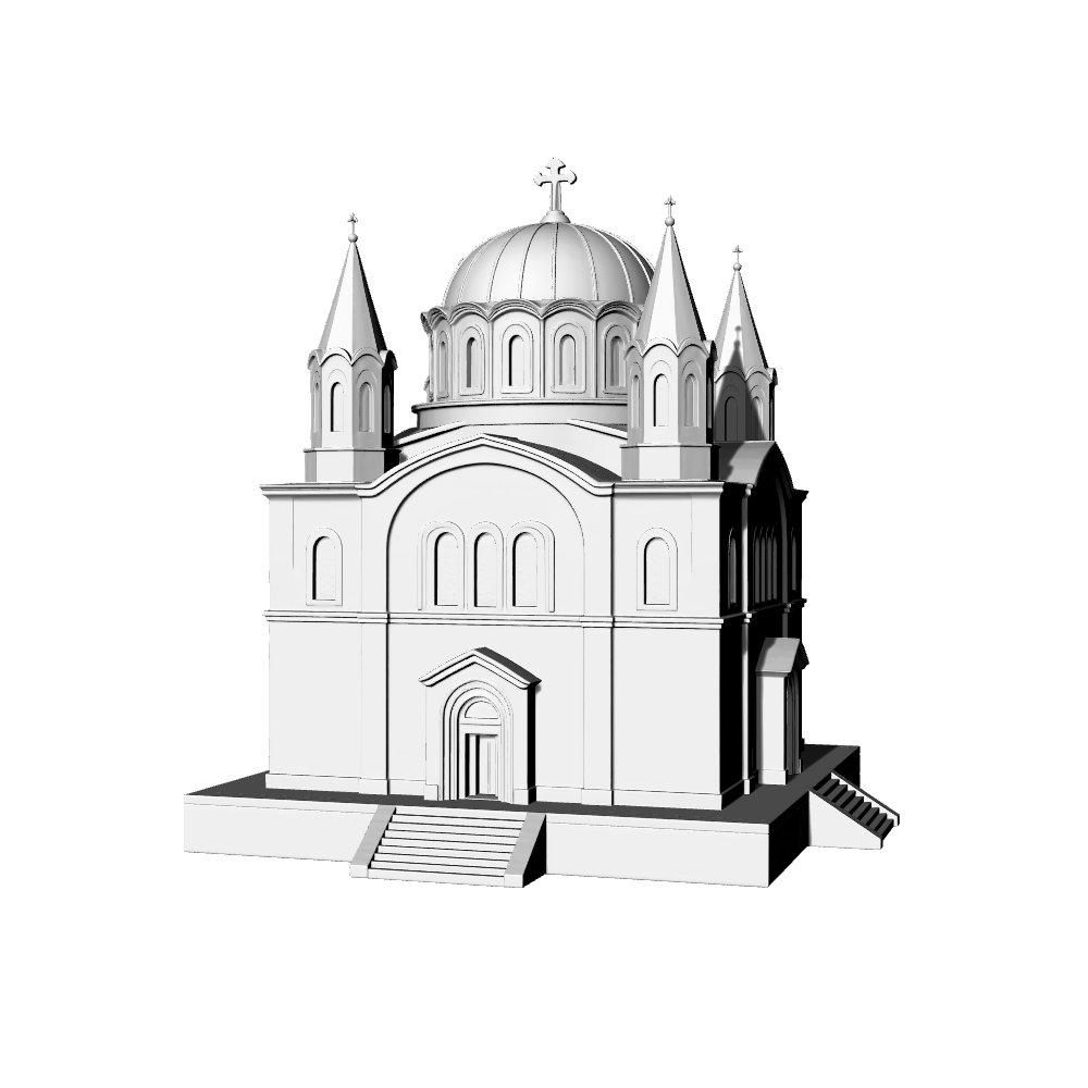 MRY-SFW LYTB612D  Miniature Scene Building Model Byzantine Style Church Decoration Orthodox Church Building Desktop Decoration 3D Printing Model