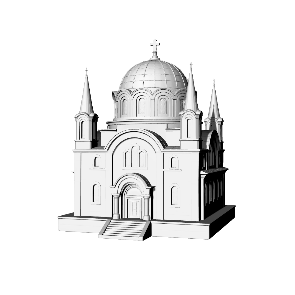 MRY-SFW LYTB612E  Miniature Scene Building Model Byzantine Style Church Decoration Orthodox Church Building Desktop Decoration 3D Printing Model