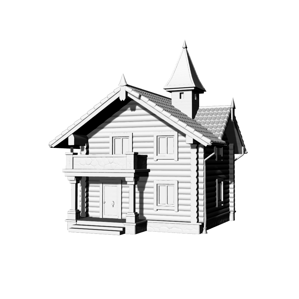 MRY-SFW LYTB614C  Miniature Scene Building Model Nordic Fairy Tale Wooden House Model Country Style Wooden House Decoration Desktop Ornament 3D Printing Model