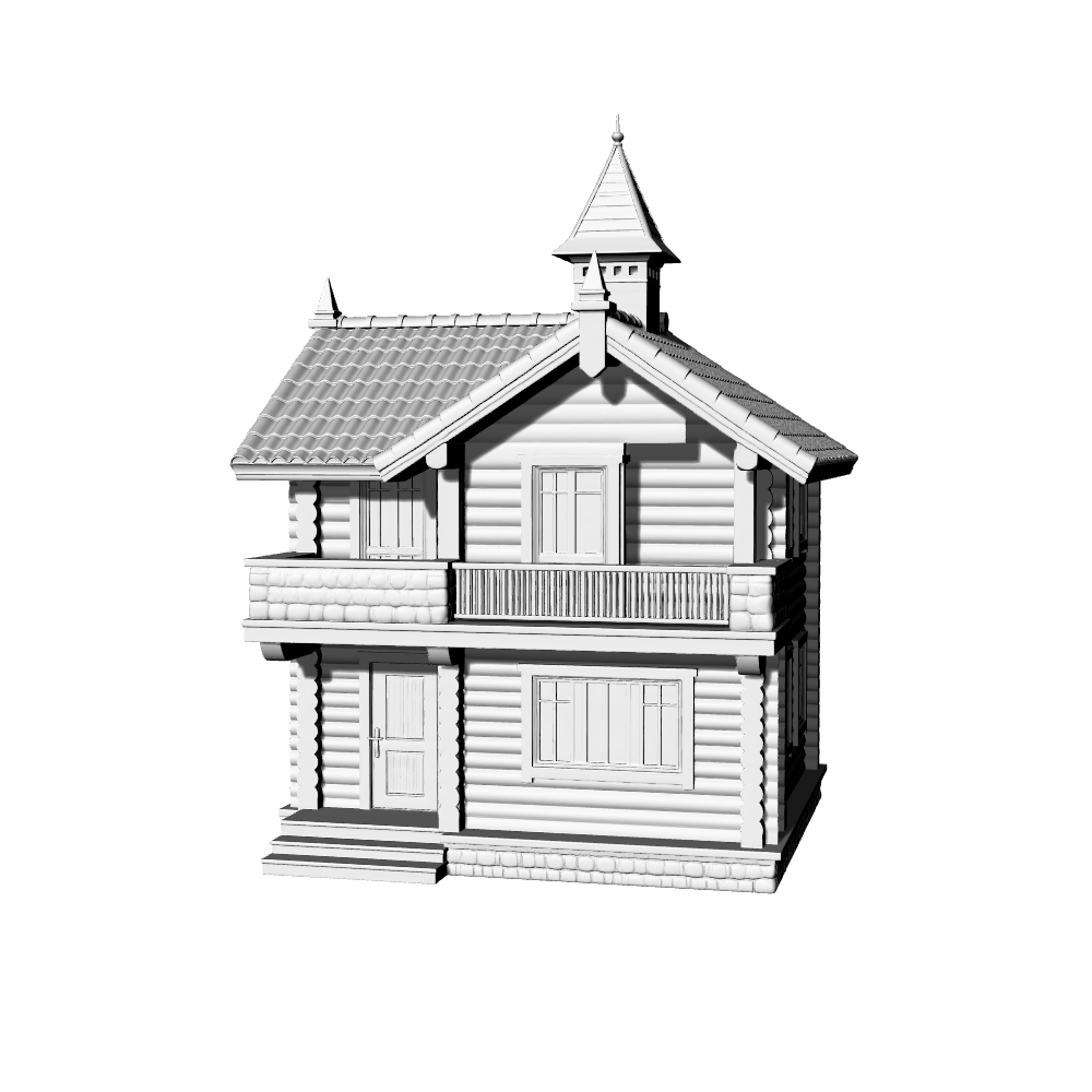 MRY-SFW LYTB614E  Miniature Scene Building Model Nordic Fairy Tale Wooden House Model Country Style Wooden House Decoration Desktop Ornament 3D Printing Model