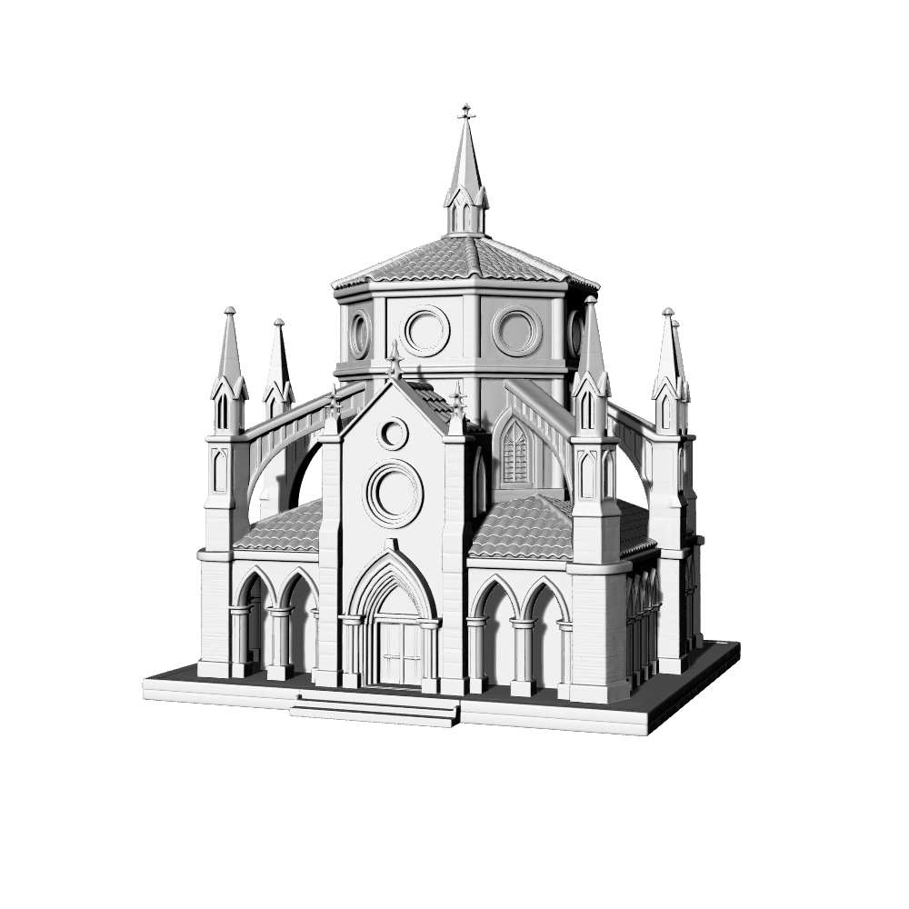 MRY-SFW LYTB617A  Miniature Scene Building Model Gothic Round Church Religious Building Desktop Decoration 3D Printing Model