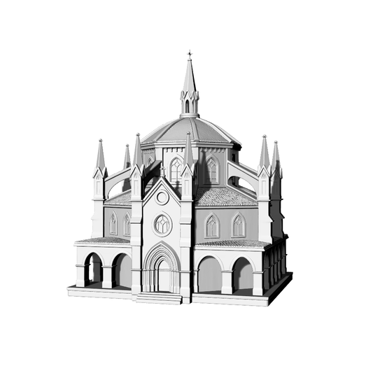 MRY-SFW LYTB617B  Miniature Scene Building Model Gothic Round Church Religious Building Desktop Decoration 3D Printing Model