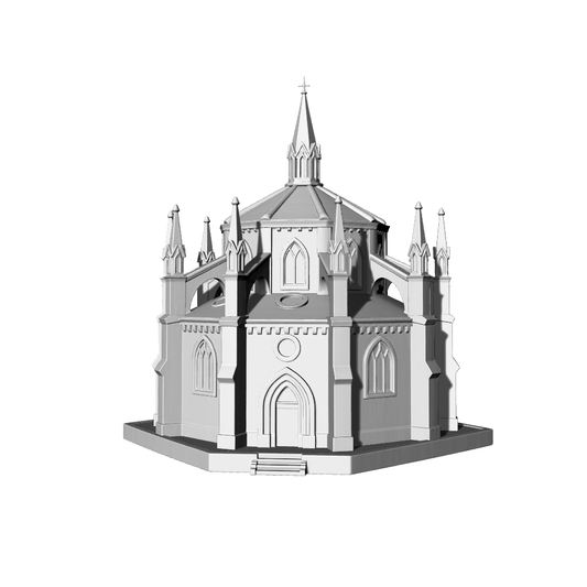 MRY-SFW LYTB617C  Miniature Scene Building Model Gothic Round Church Religious Building Desktop Decoration 3D Printing Model