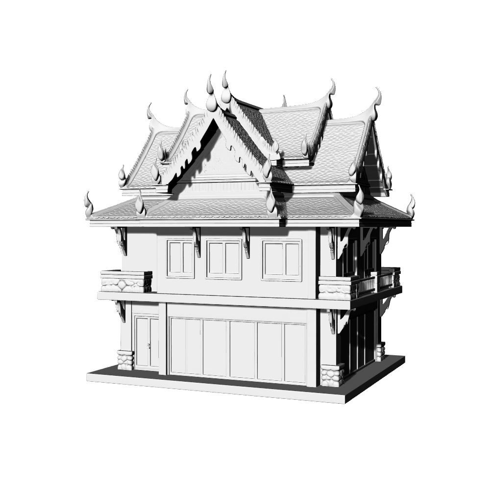 MRY-SFW LYTB624B  Miniature Scene Building Model Southeast Asian Thai Style Commercial Building Miniature Building Ornament 3D Printing Model