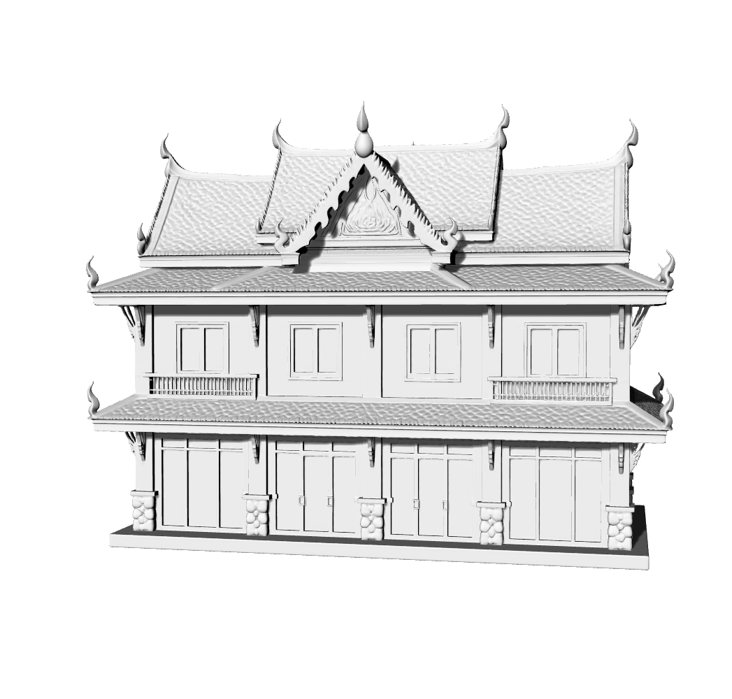 MRY-SFW LYTB624E  Miniature Scene Building Model Southeast Asian Thai Style Commercial Building Miniature Building Ornament 3D Printing Model