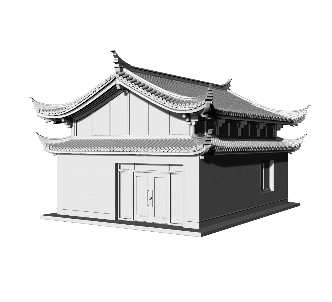 MRY-SFW LYTB627A  Miniature Scene Building Model New Chinese Style Building Model Modern Chinese Style Exhibition Hall Miniature Ornament 3D Printing Model