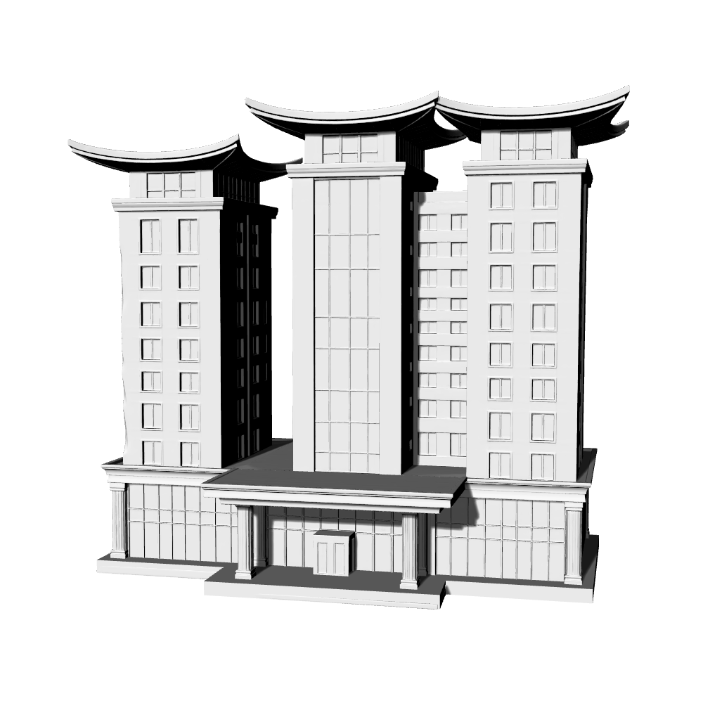 MRY-SFW LYTB629  Miniature Scene Building Model High Rise Hotel Building High End Hotel Public Building Ornament 3D Printing Model