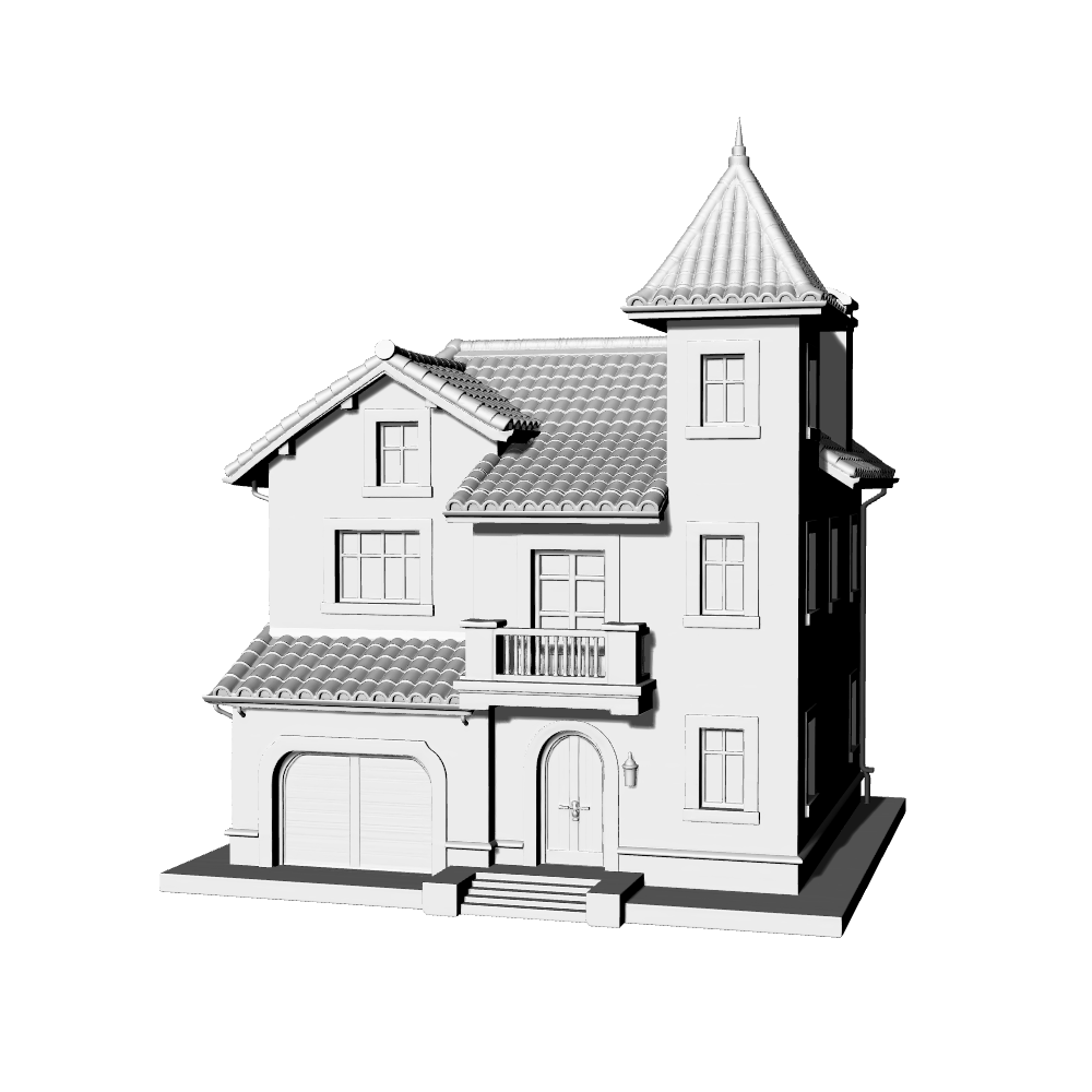 MRY-SFW LYTB632D  Miniature Scene Building Model American Pastoral Style Detached Villa Building Miniature Building Ornament 3D Printing Model